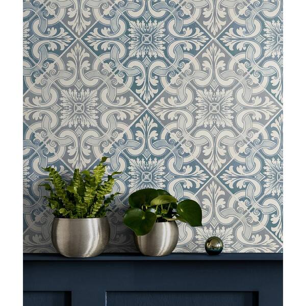 Cobalt Blue, Aqua & Gold Decorative Moroccan Tile Pattern Bath