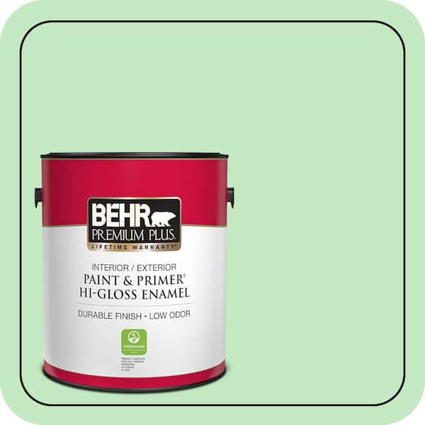 BEHR PREMIUM PLUS 1 gal. #450A-3 Mountain Mint Hi-Gloss Enamel Interior/Exterior Paint & Primer
