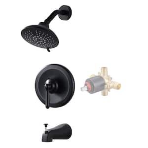 Single Handle 5-Spray Tub and Shower Faucet 1.8 GPM with High Pressure Showerhead in Black Valve Included