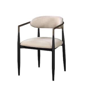 Jaramillo Beige Fabric & Black Finish Side Chair Set of 2