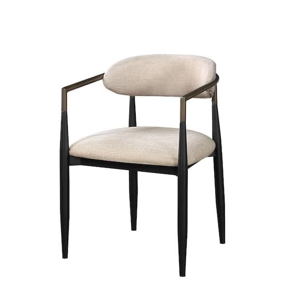 Acme Furniture Jaramillo Beige Fabric & Black Finish Side Chair Set of 2