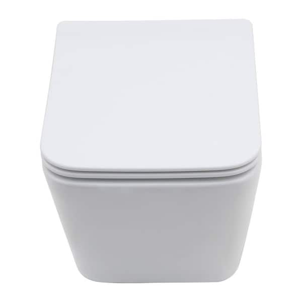 HT3 7 in. Wall Hung Elongated Toilet Bowl Only in White with Soft Closing Seat