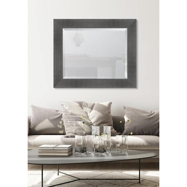 Medium Rectangle Grey Beveled Glass Casual Mirror (36 in. H x 30 in. W)