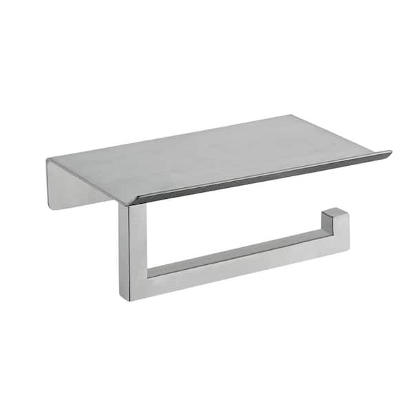 ATKING Bath Wall-Mount Single Post Toilet Paper Holder with Shelf in Brushed Nickel