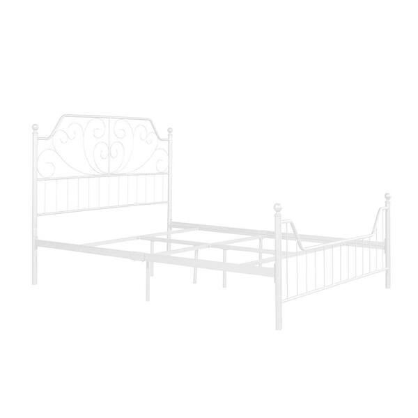 Homy Casa Queen Size White Standard Bed Metal Bed Frame Platform Bed ...