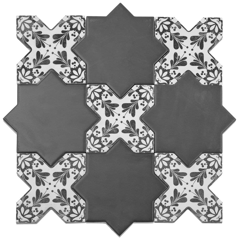 Siena 5.4 in. x 5.4 in. Charcoal Black Star with Cross Matte Ceramic Wall and Floor Tile (10.76 sq. ft./case, 54 Pack) price history on PriceWatchPro