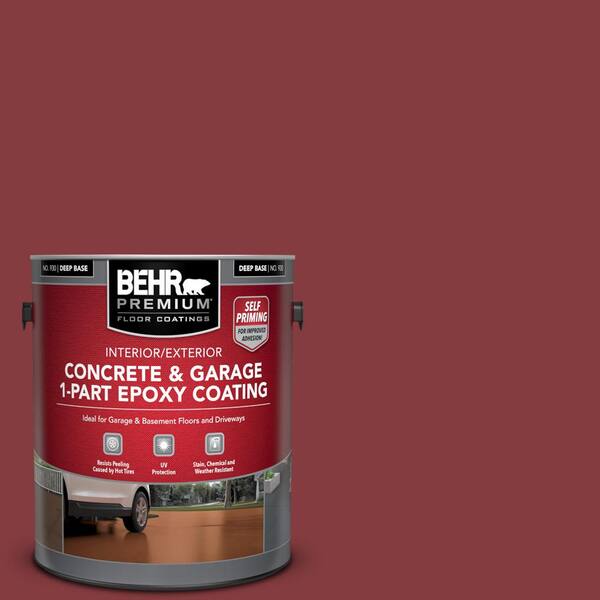 BEHR PREMIUM 1 gal. #M140-7 Dark Crimson Self-Priming 1-Part Epoxy Satin Interior/Exterior Concrete and Garage Floor Paint