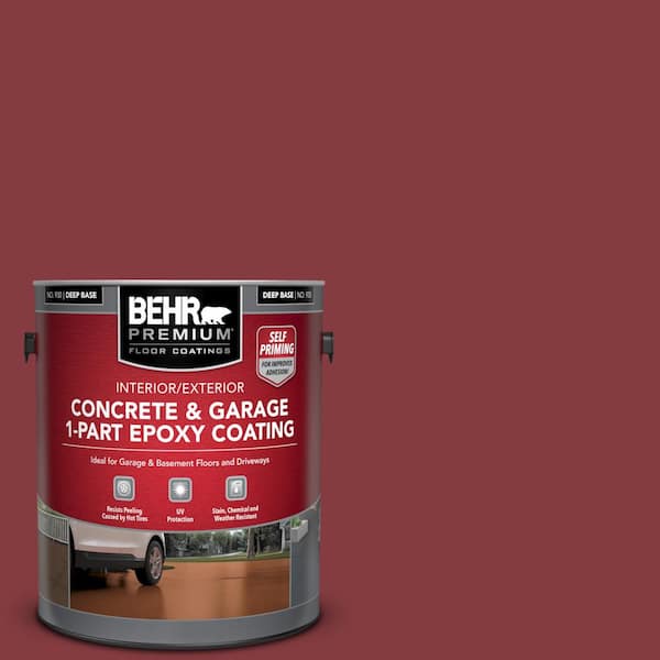 BEHR PREMIUM 1 gal. #M140-7 Dark Crimson Self-Priming 1-Part Epoxy Satin Interior/Exterior Concrete and Garage Floor Paint