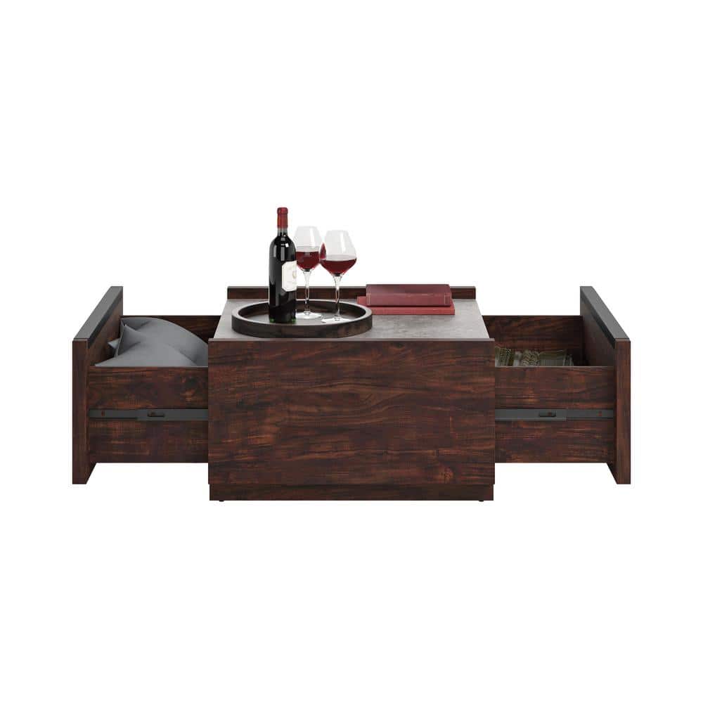 Manhattan Gate Square Rich Walnut Coffee Table with Storage