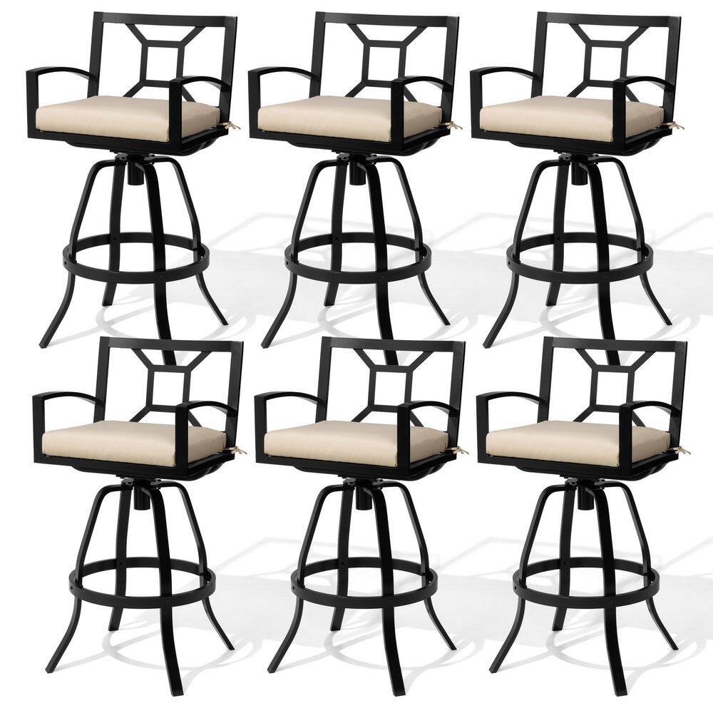 Swivel Aluminum Outdoor Bar Stool with Sunbrella Canvas Antique Beige Cushion (6-Pack) price history on PriceWatchPro
