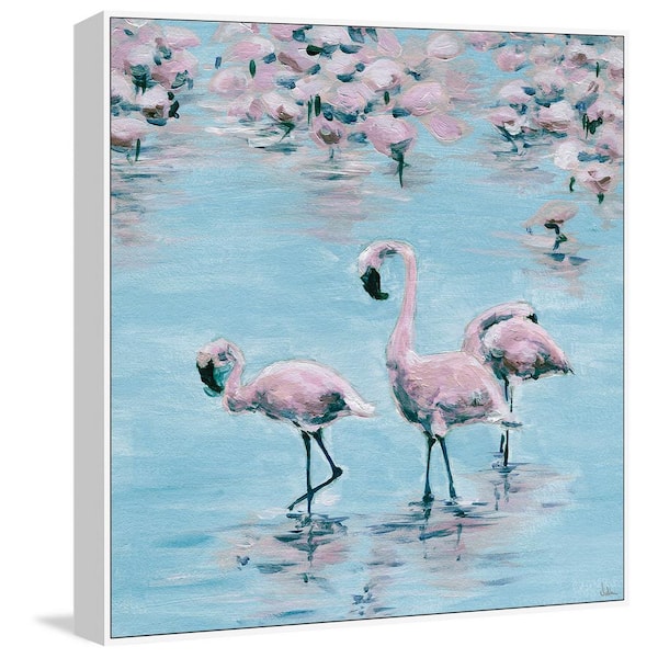 Three Flamingos Floater Framed Painting Print on Canvas - Marmont Hill - MH-JULCST-155-WFF-18