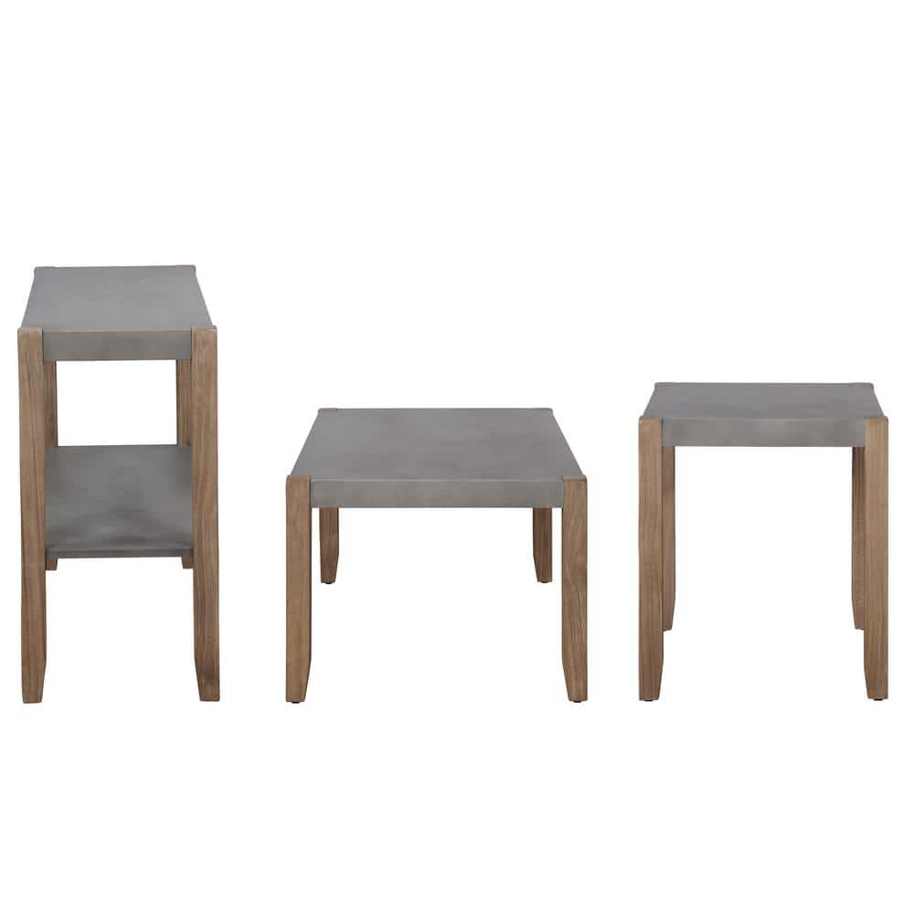 Newport Faux Concrete and Wood 4-Piece Living Room Set