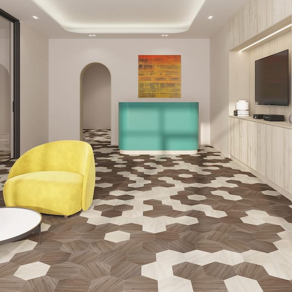 MosaiCore Hickory 28 MIL x 12 in. W x 10 in. L Glue Down Waterproof Vinyl Tile Flooring (12.3 sqft/case)