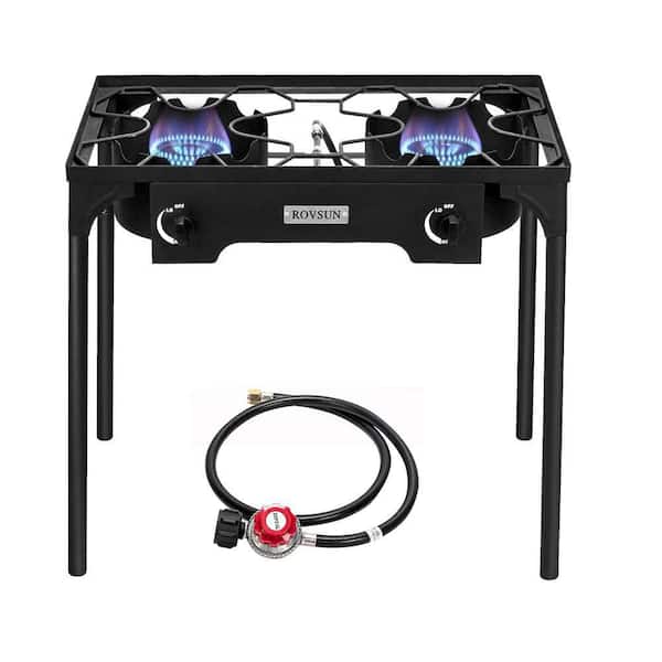 Double Burner Stove Outdoor Indoor Tempered Glass Gas Propane