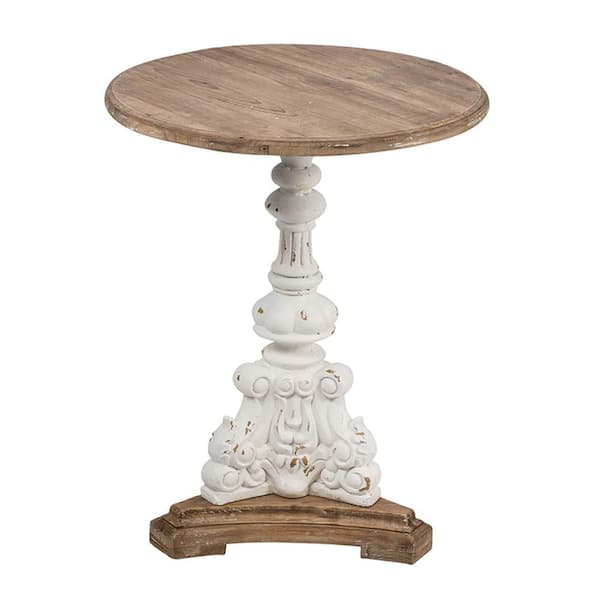 22.5 x 27 in. Antique White Round Side Table, French Country