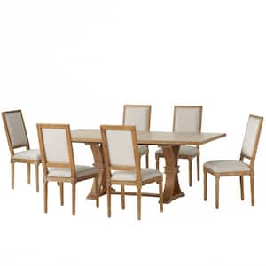 Brownell 7-Piece Beige and natural Expandable Dining Set