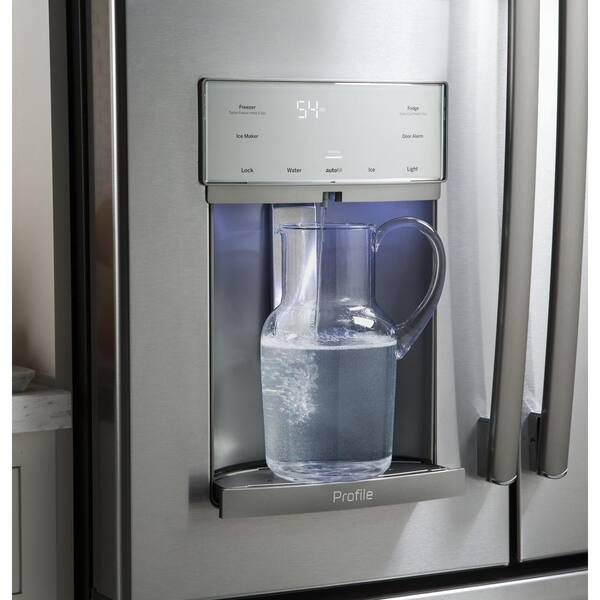 Ge Profile 27 8 Cu Ft French Door Refrigerator With Hands Free Autofill In Slate Fingerpint Resistant Pfe28kmkes The Home Depot