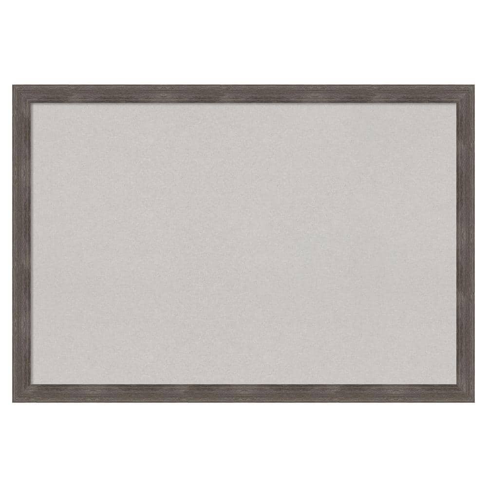 Amanti Art Pinstripe Lead Grey Wood Framed Grey Corkboard 39 in. x 27