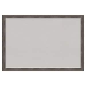 Pinstripe Lead Grey Wood Framed Grey Corkboard 39 in. x 27 in. Bulletin Board Memo Board