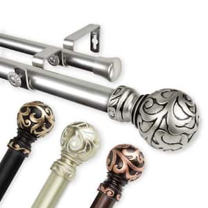 Cypress 1 in. Dia 160 in. to 240 in. L Double Curtain Rod in Satin Nickel