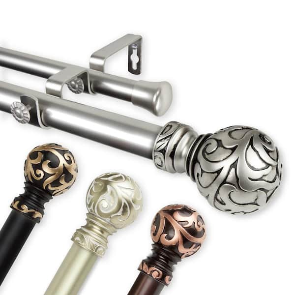 Rod Desyne Cypress 1 in. Dia 66 in. - 120 in. Double Curtain Rod in Light Gold