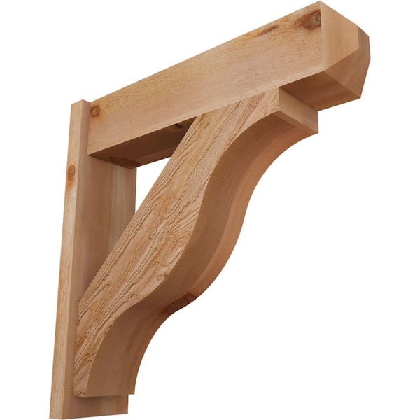 Ekena Millwork 8 in. x 32 in. x 32 in. Western Red Cedar Fuston Craftsman Rough Sawn Outlooker