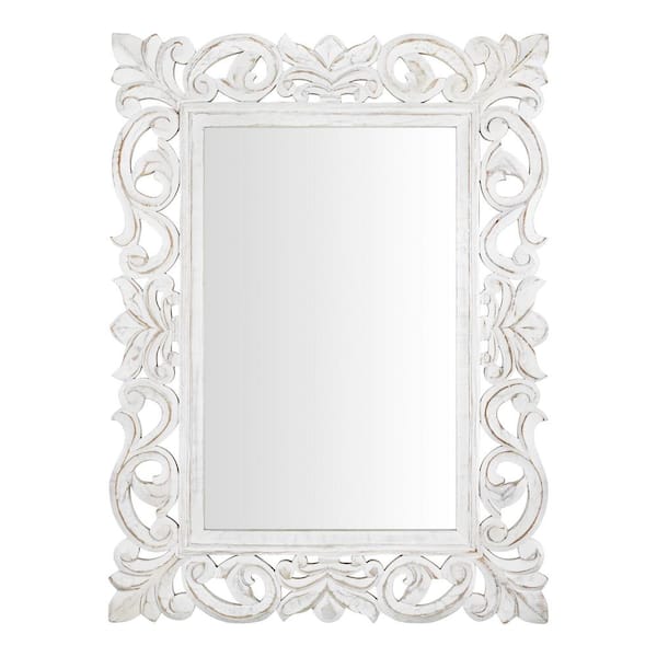 Medium Rectangular White Wood Framed Mirror (24 in. W x 32 in. H)