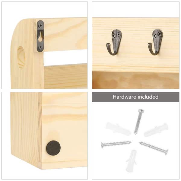  Wooden Wall Mounted Key Box & Brackets Cupboard Hooks