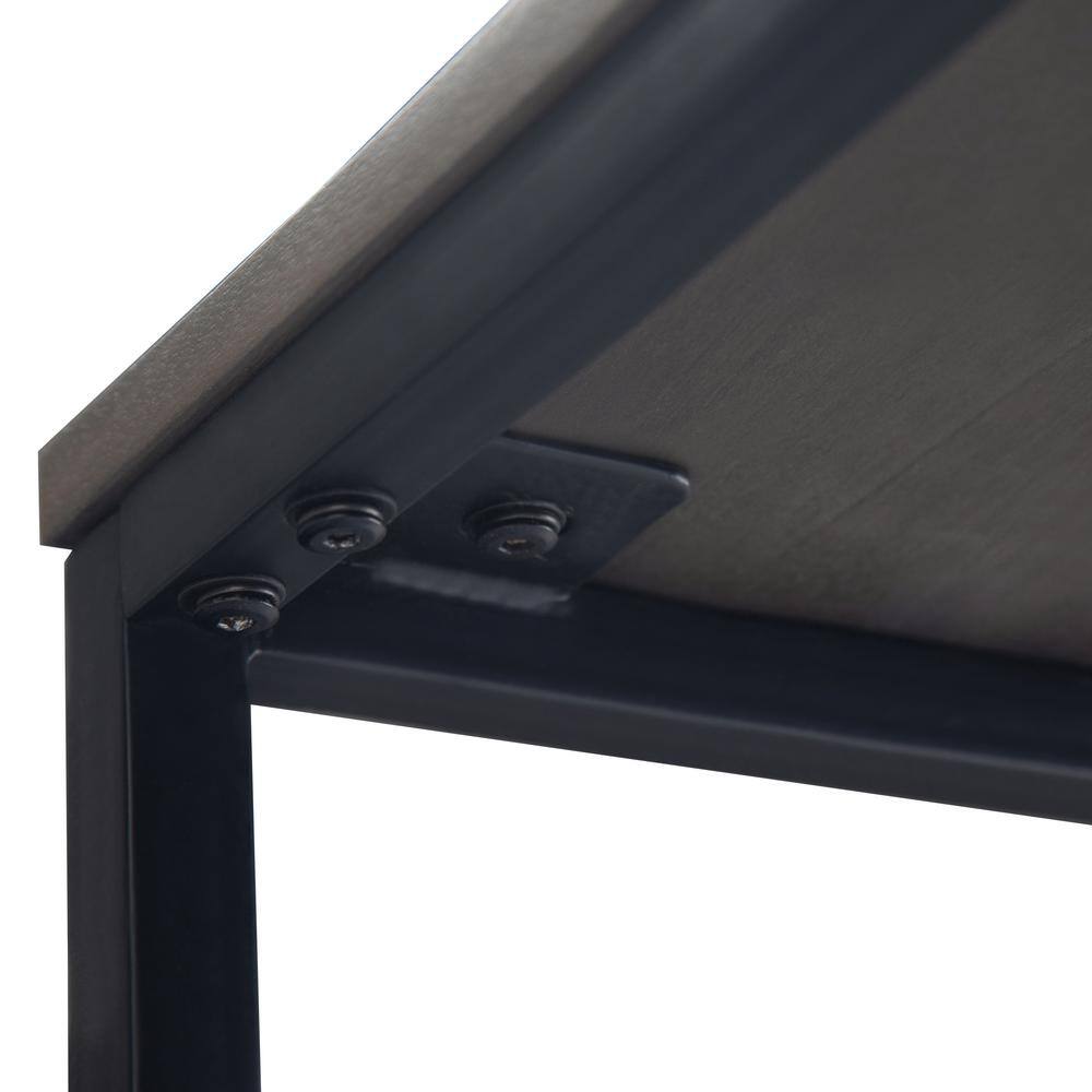 Ward 28" Warm Gray Solid Mango Wood & Metal Industrial C Side Table