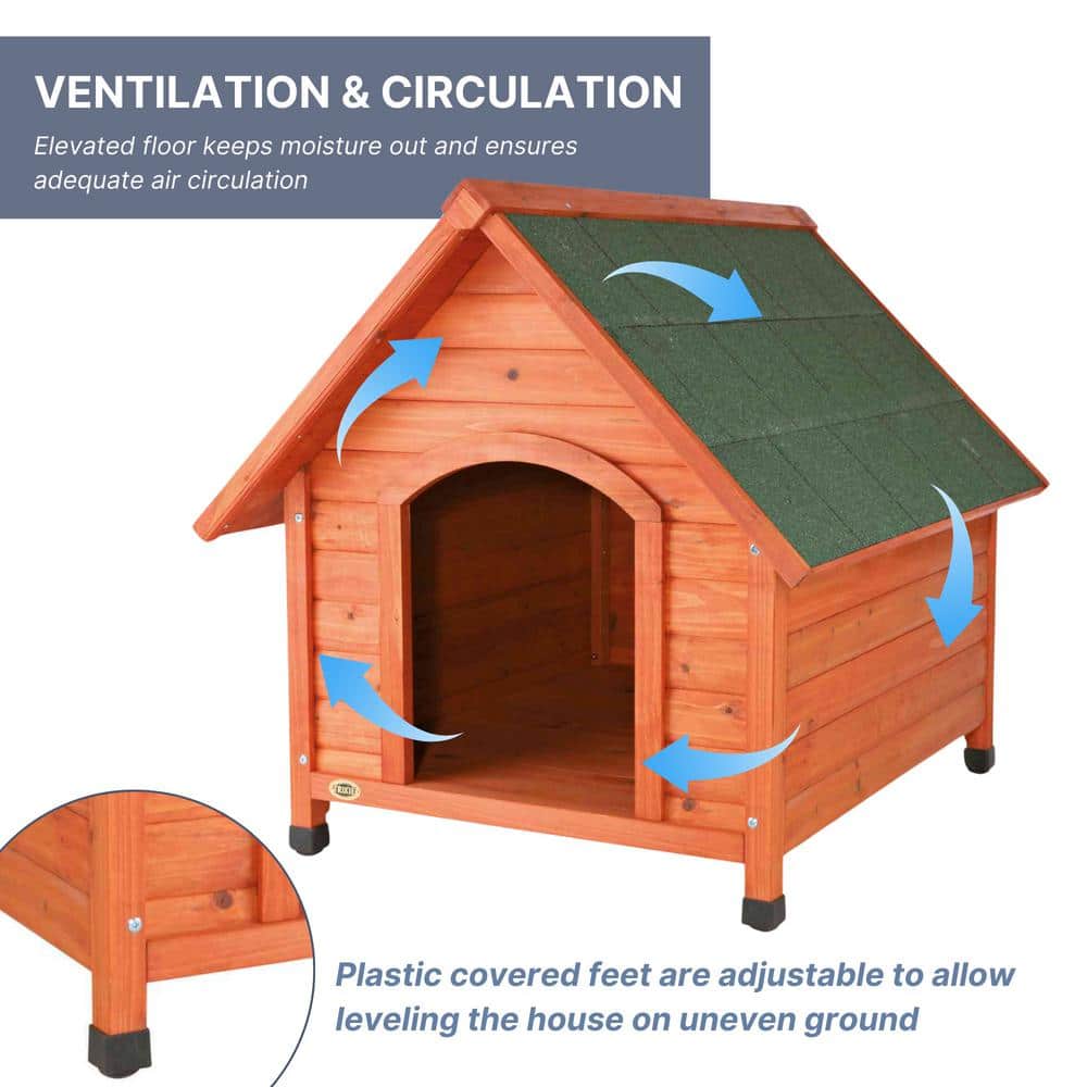 Large Weatherproof Pine Raised Floor Dog House