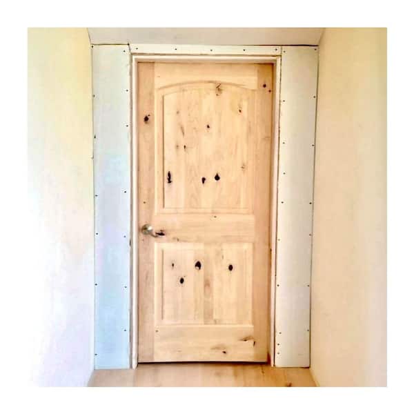 Rustic Knotty Alder 2-Panel Top Rail Arch Solid Wood Core Stainable Interior Door Slab
