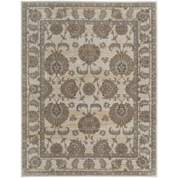 9 ft. x 12 ft. Tan, Ivory Solid Color Area Rug
