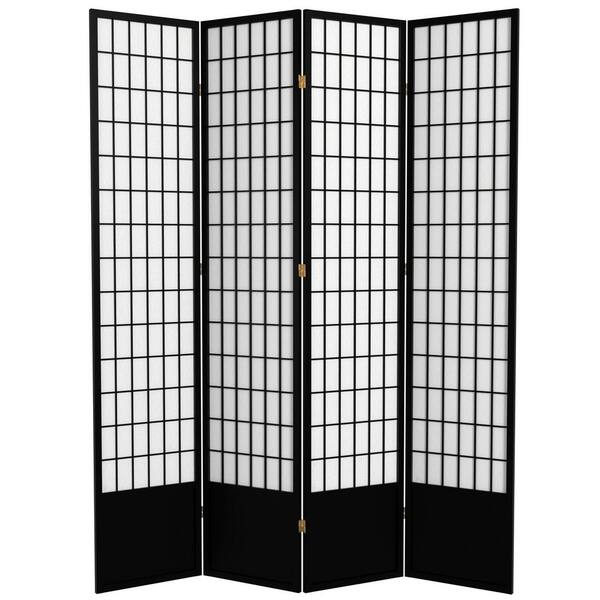 Oriental Furniture 7 ft. Black 4-Panel Room Divider