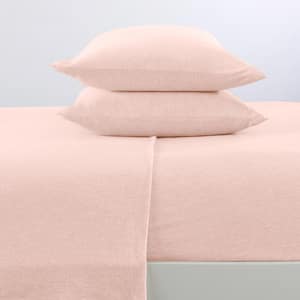 3-Piece Blush Pink Cotton Jersey Knit Deep Pocket Twin XL Sheet Set