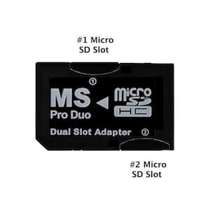 Dual Slot MicroSD to MS PRO DUO Adapter, White (MicroSD or MicroSDHC Cards)