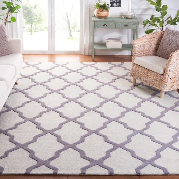 Cambridge 12 ft. x 18 ft. Ivory/Silver Geometric Trellis Area Rug