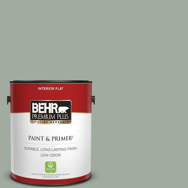 BEHR PREMIUM PLUS 1 gal. #PPU11-15 Green Balsam Flat Low Odor Interior Paint & Primer