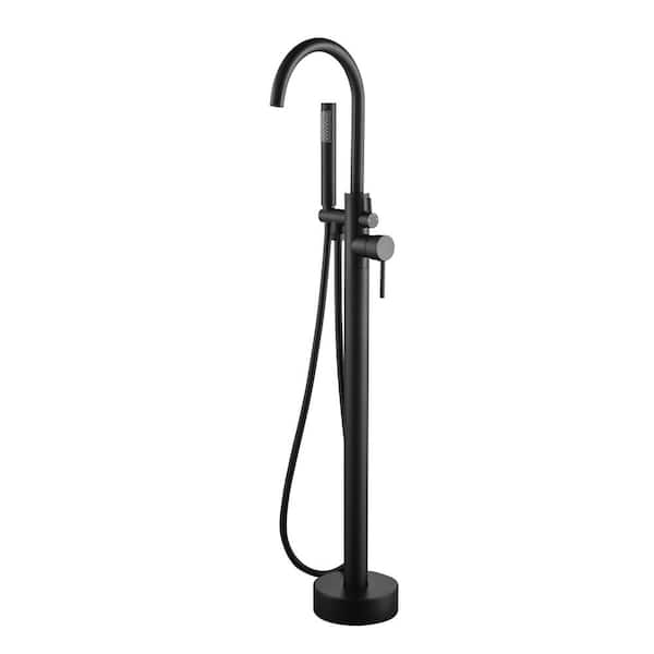 Eisen Home SevenFalls Single-Handle Floor Mounted Free Standing Tub Faucet with Handheld Shower in Matte Black