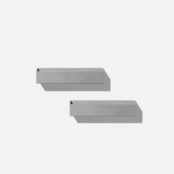 Geo Rectangular 16 in. Grey Plastic Hanging Planter (2-Pack)