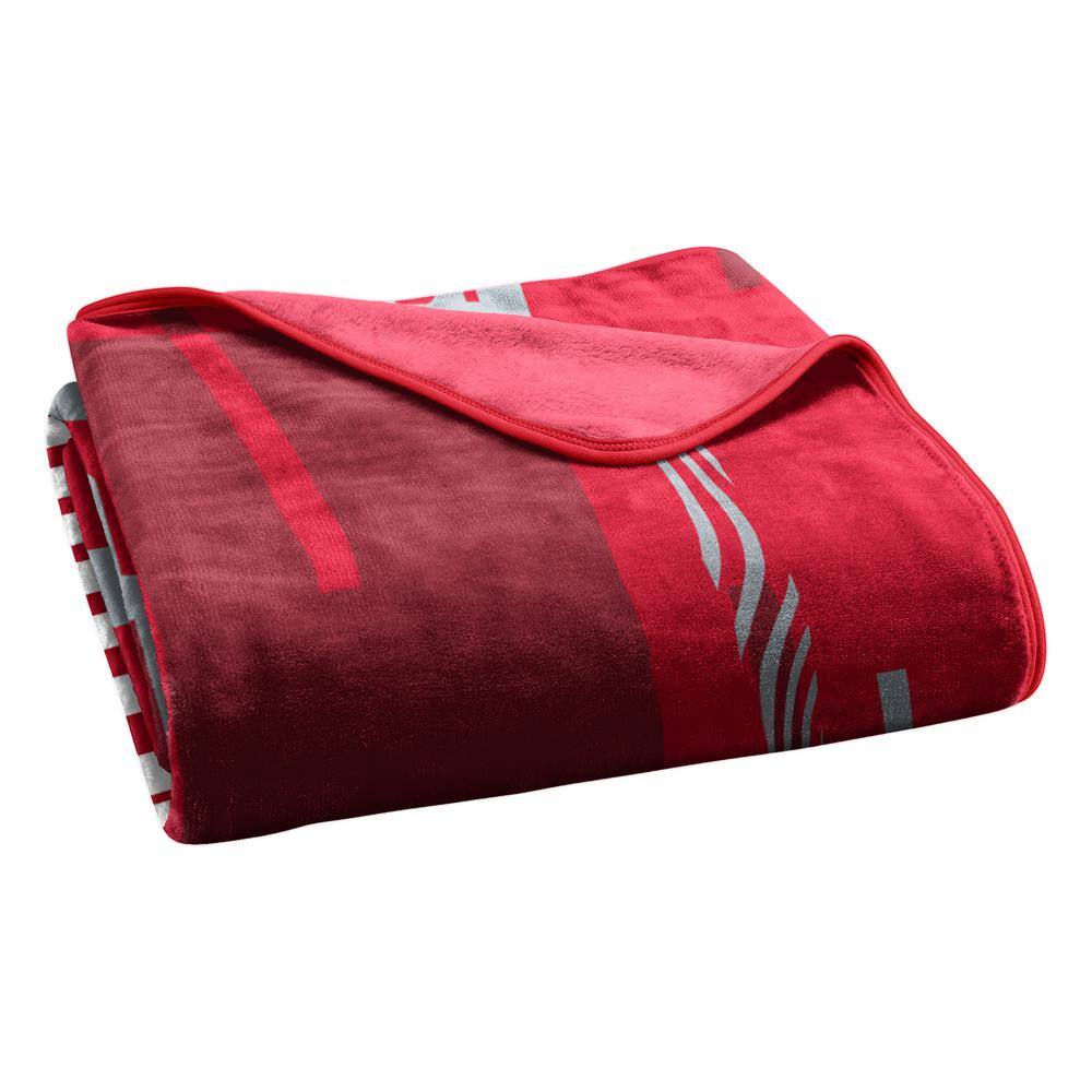 Ohio State Buckeyes Red and Gray Raschel Throw Blanket