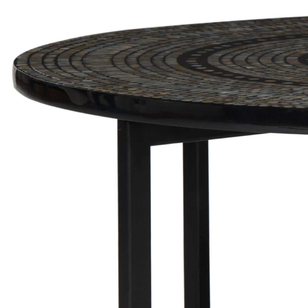 Cheyenne 40'' Round Black Wood & Metal Mosaic Coffee Table