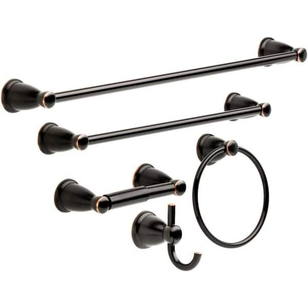 Dyiom 20 in. Wall Mounted, Towel Bar in Oil Rubbed Bronze, 5-Piece