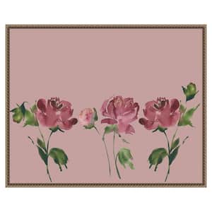 "Trio Of Peonies" by Lucille Price 1-Piece Floater Frame Giclee Abstract Canvas Art Print 23 in. x 28 in.