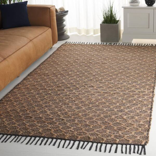Cape Cod 6 ft. x 6 ft. Charcoal/Natural Trellis Lattice Square Area Rug