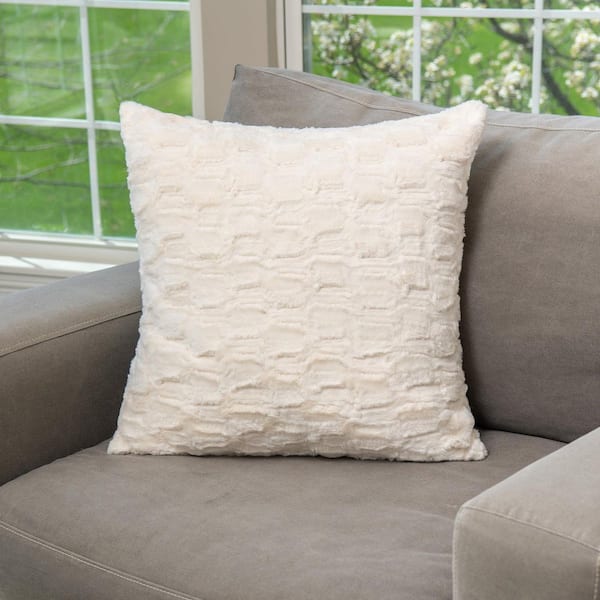 HGTV Art Deco Brushed Faux Fur Pillow Snowbound 22 in. x 22 in.