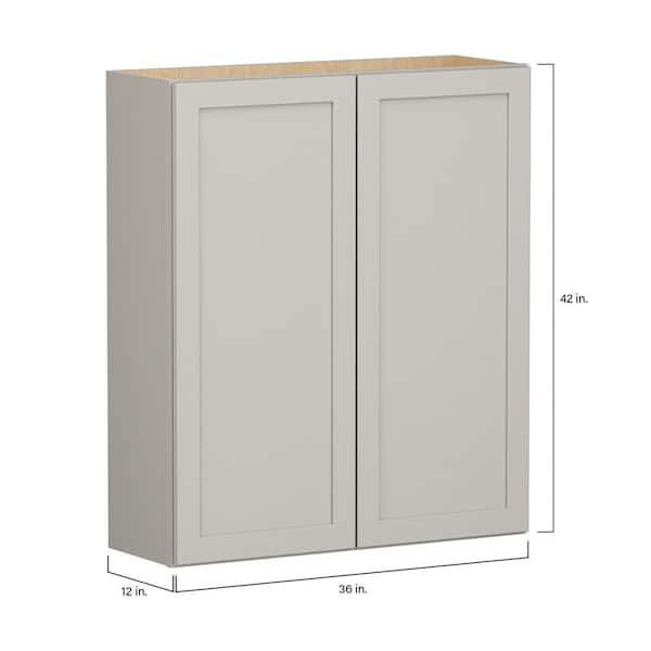 SIMPLY WOODMARK PRO Shaker Full Overlay 36 in. W x 12 in. D x 42 in. H Plywood Assembled Wall Kitchen Cabinet in Stone Gray