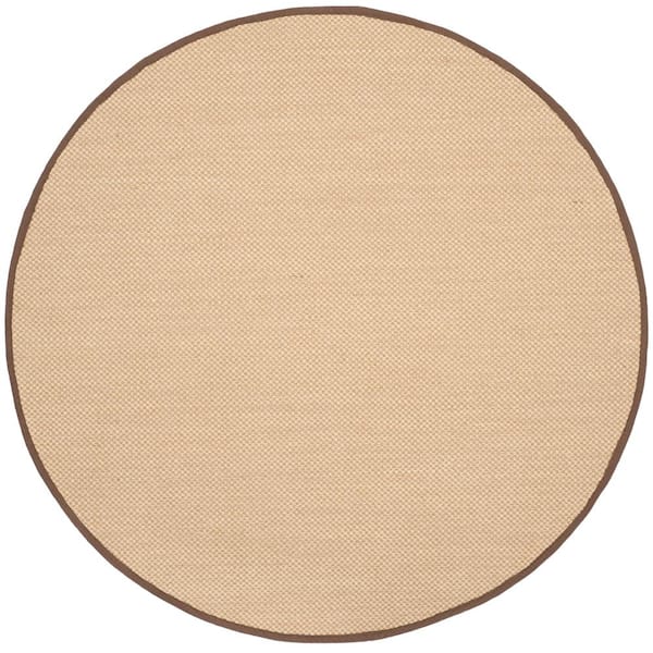 Natural Fiber Maize/Brown 6 ft. x 6 ft. Woven Border Round Area Rug