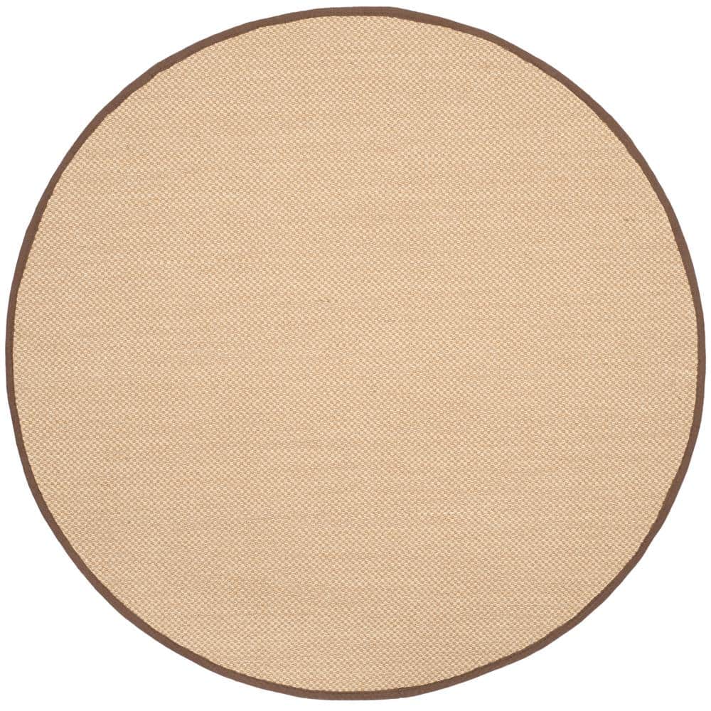 Natural Fiber Maize/Brown 8 ft. x 8 ft. Woven Border Round Area Rug price history on PriceWatchPro