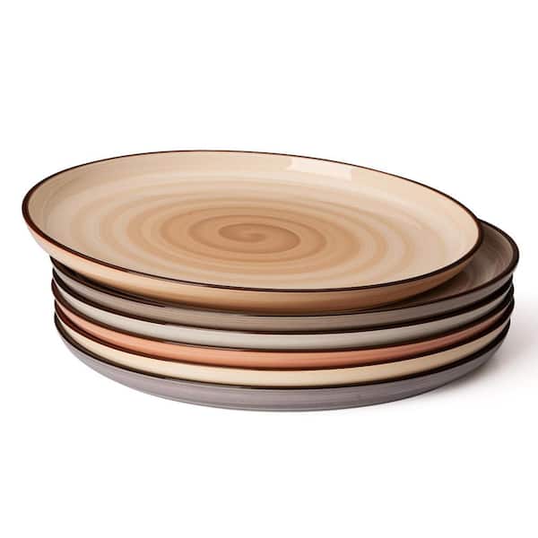 Porcelain Dinner Plates Set of 6, 10 in. Round Dish Set with Gradient Colors, Microwave & Dishwasher Safe