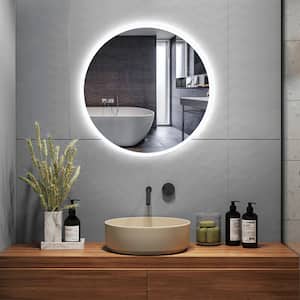 32 in. W x 32 in. H Medium Round Frameless Backlit LED Anti-Fog Wall Mounted Bathroom Vanity Mirror